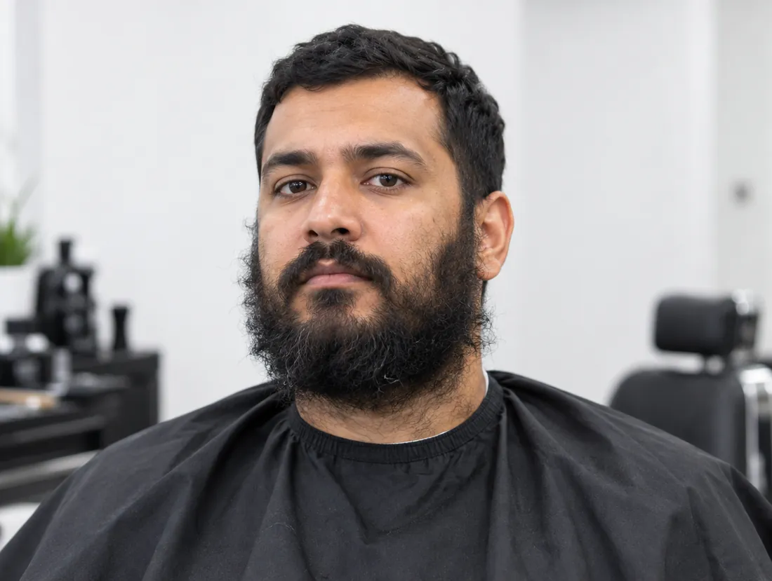 Before: a full, untrimmed beard.