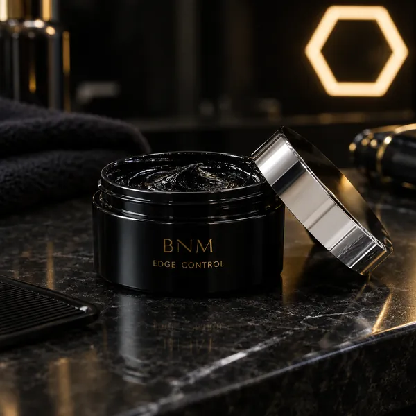 A round tin of edge control with a chrome lid.